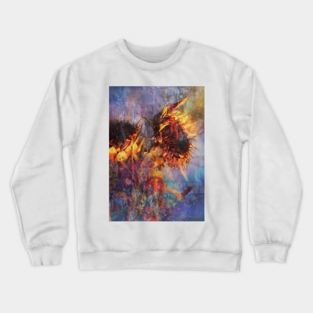 Sunflowers Mixed Media 04 Crewneck Sweatshirt by Floral Your Life!